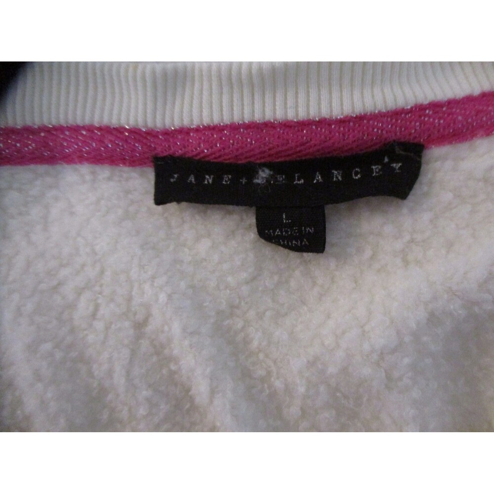 Jane & Delancey Women's Fleece Top Size L Long Sleeve Ivory Round Neck - Picture 3 of 5